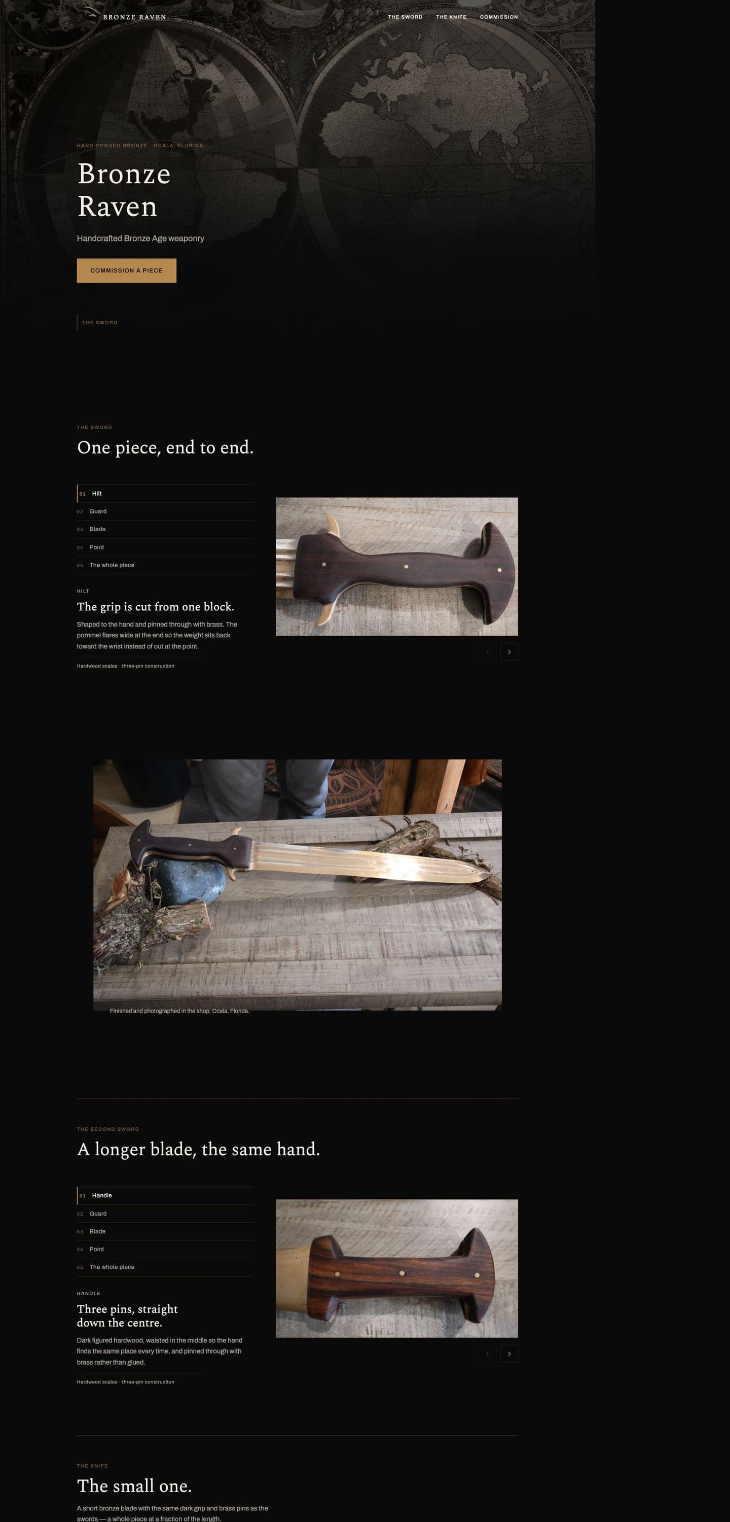 Bronze Raven website, full page