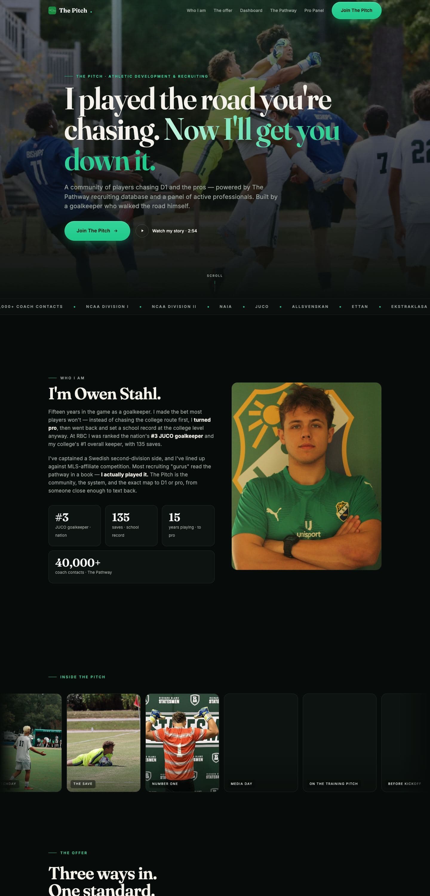 The Pitch website, full page