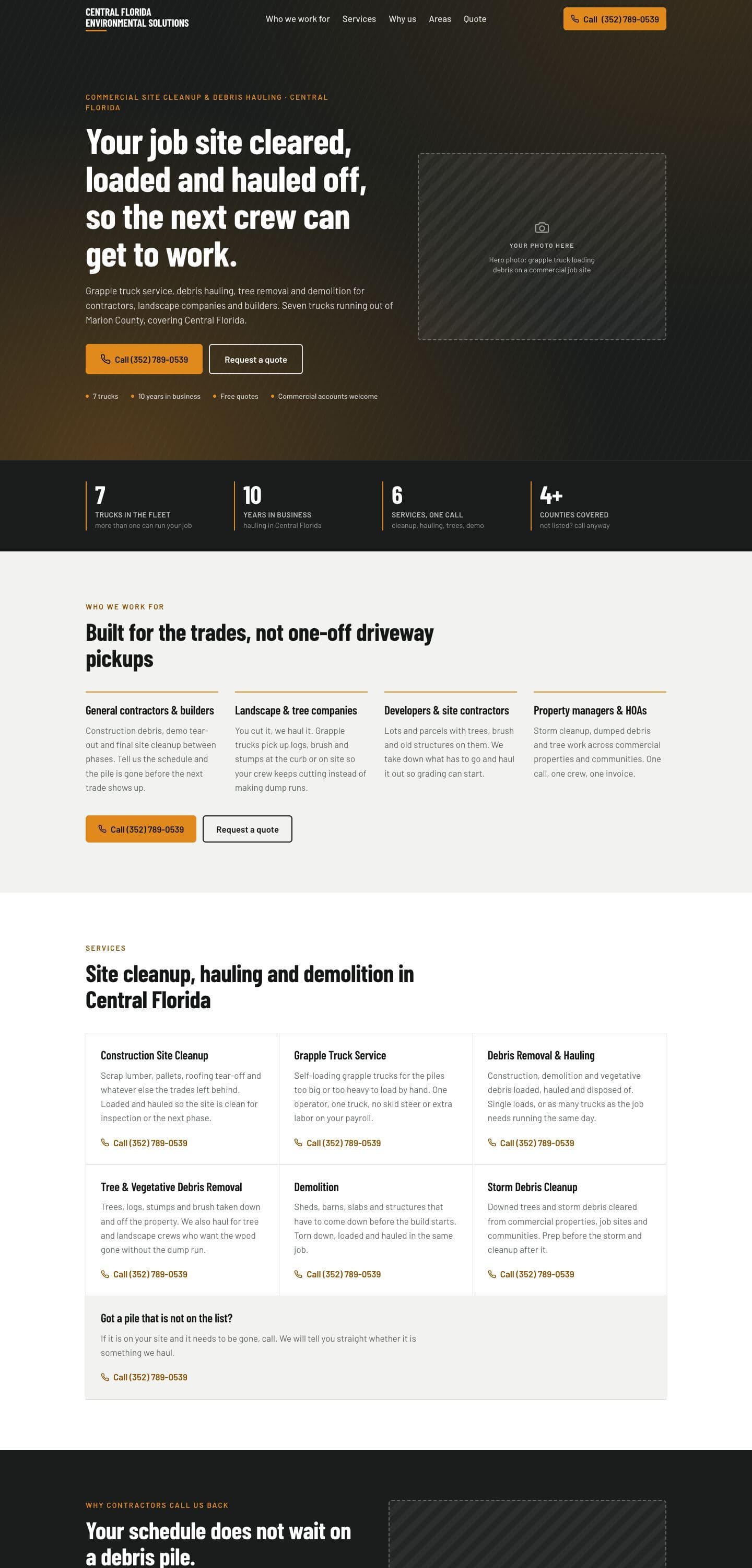 Central Florida Environmental Solutions website, full page